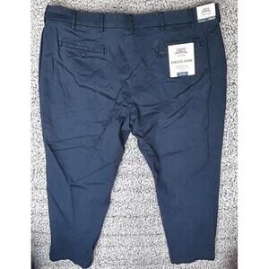 IZOD Saltwater Stretch Chino Pants Mens 48x30 Straight Flat Front Navy NWT
